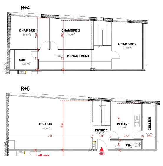 Plan du lot 401 - T4 duplex